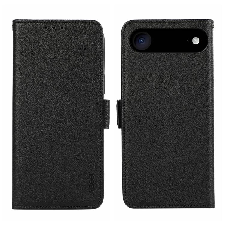For iPhone 17 Air ABEEL Side-Magnetic Litchi Pattern Leather RFID Phone Case(Black)