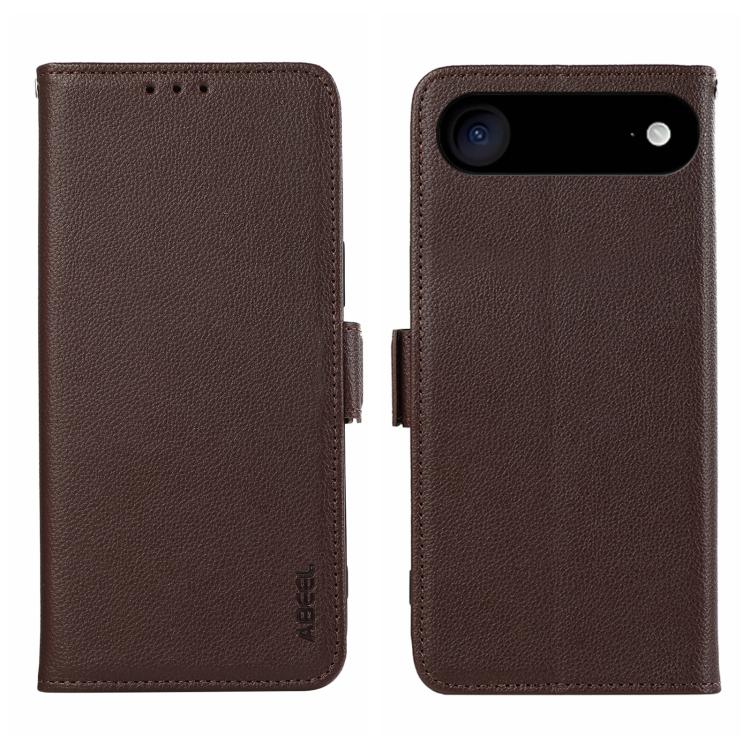 For iPhone 17 Air ABEEL Side-Magnetic Litchi Pattern Leather RFID Phone Case(Brown)