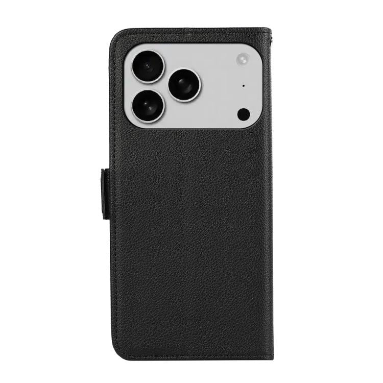 For iPhone 17 Pro ABEEL Side-Magnetic Litchi Pattern Leather RFID Phone Case(Black)