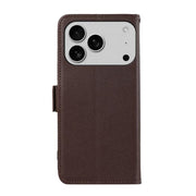 For iPhone 17 Pro ABEEL Side-Magnetic Litchi Pattern Leather RFID Phone Case(Brown)