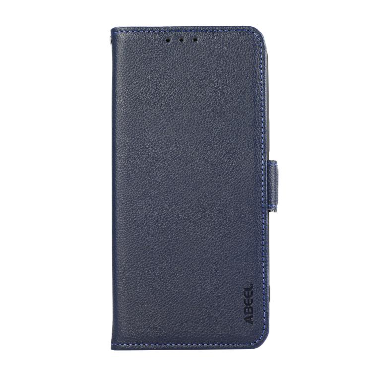 For iPhone 17 Pro ABEEL Side-Magnetic Litchi Pattern Leather RFID Phone Case(Blue)
