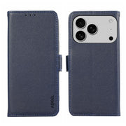 For iPhone 17 Pro ABEEL Side-Magnetic Litchi Pattern Leather RFID Phone Case(Blue)