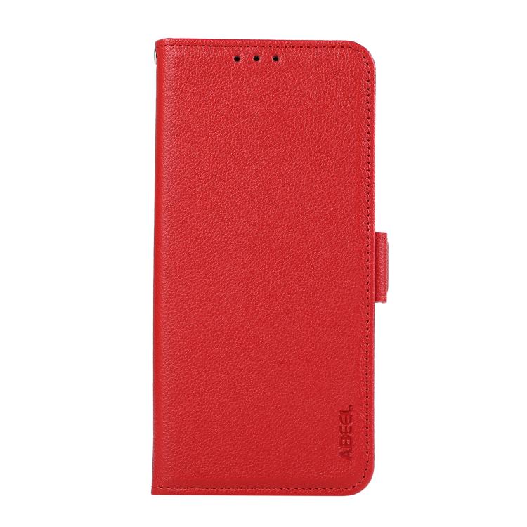 For iPhone 17 Pro Max ABEEL Side-Magnetic Litchi Pattern Leather RFID Phone Case(Red)