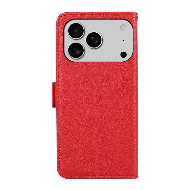For iPhone 17 Pro Max ABEEL Side-Magnetic Litchi Pattern Leather RFID Phone Case(Red)