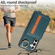 For Samsung Galaxy S24 5G Crossbodys Wallet Bag Ring Holder Leather Phone Case(Green)
