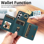 For Samsung Galaxy S24 5G Crossbodys Wallet Bag Ring Holder Leather Phone Case(Green)