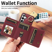 For Samsung Galaxy S24 5G Crossbodys Wallet Bag Ring Holder Leather Phone Case(Red)