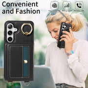 For Samsung Galaxy S24 5G Crossbodys Wallet Bag Ring Holder Leather Phone Case(Black)