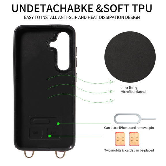 For Samsung Galaxy S24 5G Crossbodys Wallet Bag Ring Holder Leather Phone Case(Black)