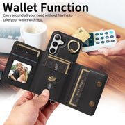 For Samsung Galaxy S24 5G Crossbodys Wallet Bag Ring Holder Leather Phone Case(Black)