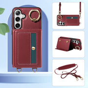 For Samsung Galaxy S24+ 5G Crossbodys Wallet Bag Ring Holder Leather Phone Case(Red)