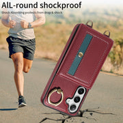 For Samsung Galaxy S24+ 5G Crossbodys Wallet Bag Ring Holder Leather Phone Case(Red)