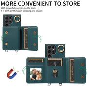 For Samsung Galaxy S24 Ultra 5G Crossbodys Wallet Bag Ring Holder Leather Phone Case(Green)
