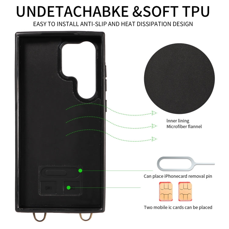 For Samsung Galaxy S24 Ultra 5G Crossbodys Wallet Bag Ring Holder Leather Phone Case(Green)