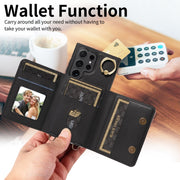 For Samsung Galaxy S24 Ultra 5G Crossbodys Wallet Bag Ring Holder Leather Phone Case(Black)