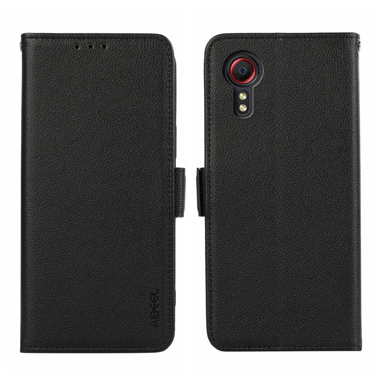 For Samsung Galaxy Xcover7 ABEEL Side-Magnetic Litchi Pattern Leather RFID Phone Case(Black)