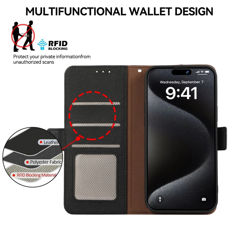 For Samsung Galaxy Xcover7 ABEEL Side-Magnetic Litchi Pattern Leather RFID Phone Case(Black)