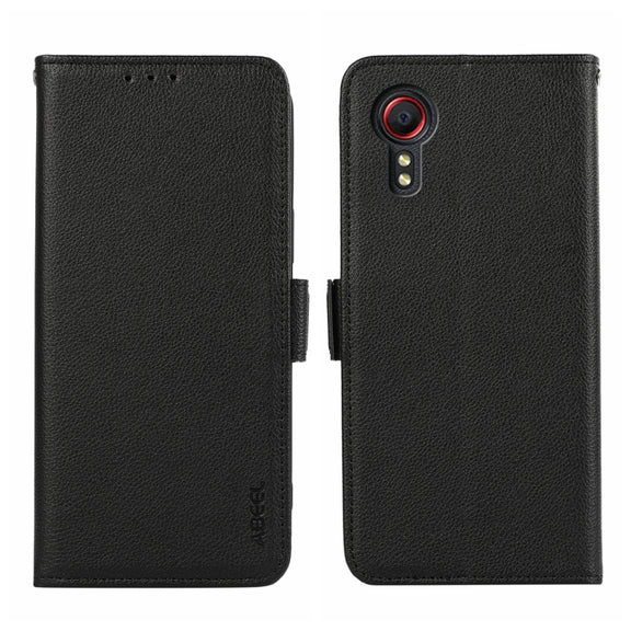 For Samsung Galaxy Xcover7 ABEEL Side-Magnetic Litchi Pattern Leather RFID Phone Case(Black)