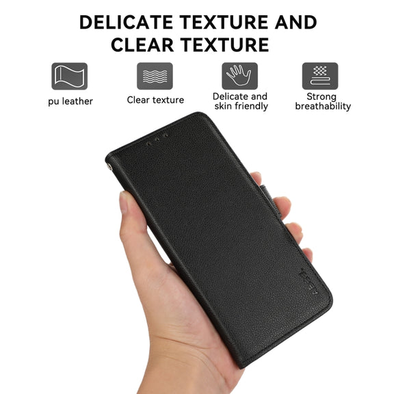 For Samsung Galaxy Xcover7 ABEEL Side-Magnetic Litchi Pattern Leather RFID Phone Case(Black)
