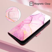For Google Pixel 9 PT003 Marble Pattern Flip Leather Phone Case(Pink Purple Gold)