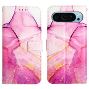 For Google Pixel 9 PT003 Marble Pattern Flip Leather Phone Case(Pink Purple Gold)