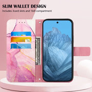 For Google Pixel 9 PT003 Marble Pattern Flip Leather Phone Case(Pink Purple Gold)