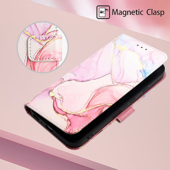 For Google Pixel 9 PT003 Marble Pattern Flip Leather Phone Case(Rose Gold)