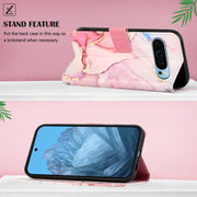 For Google Pixel 9 PT003 Marble Pattern Flip Leather Phone Case(Rose Gold)