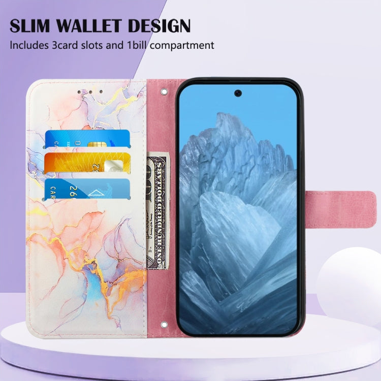 For Google Pixel 9 PT003 Marble Pattern Flip Leather Phone Case(Galaxy Marble White)