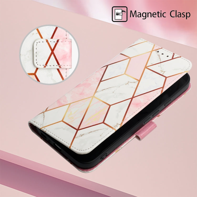 For Google Pixel 9 PT003 Marble Pattern Flip Leather Phone Case(Pink White)