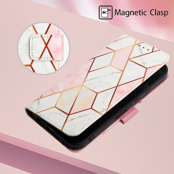 For Google Pixel 9 PT003 Marble Pattern Flip Leather Phone Case(Pink White)