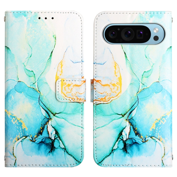 For Google Pixel 9 PT003 Marble Pattern Flip Leather Phone Case(Green)