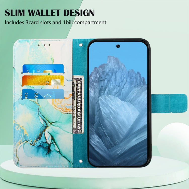 For Google Pixel 9 PT003 Marble Pattern Flip Leather Phone Case(Green)