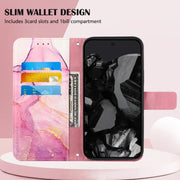 For Google Pixel 9 Pro PT003 Marble Pattern Flip Leather Phone Case(Pink Purple Gold)