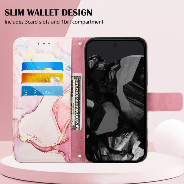 For Google Pixel 9 Pro PT003 Marble Pattern Flip Leather Phone Case(Rose Gold)