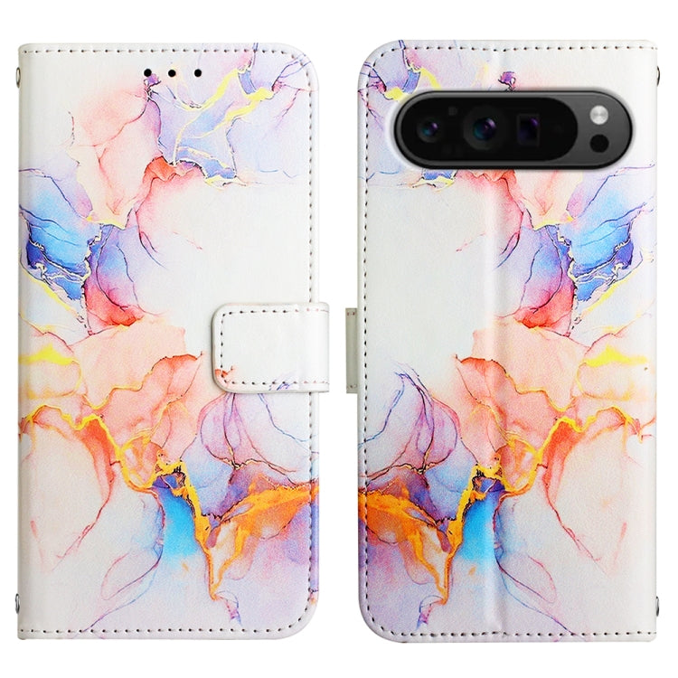 For Google Pixel 9 Pro PT003 Marble Pattern Flip Leather Phone Case(Galaxy Marble White)