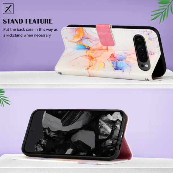 For Google Pixel 9 Pro PT003 Marble Pattern Flip Leather Phone Case(Galaxy Marble White)