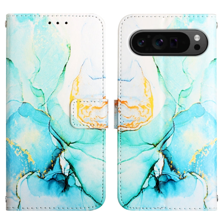 For Google Pixel 9 Pro PT003 Marble Pattern Flip Leather Phone Case(Green)