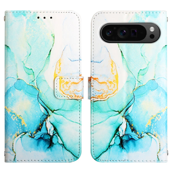 For Google Pixel 9 Pro PT003 Marble Pattern Flip Leather Phone Case(Green)