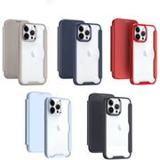 For iPhone 14 Pro Max RFID Blocking Adsorption Flip Leather Phone Case(Khaki)