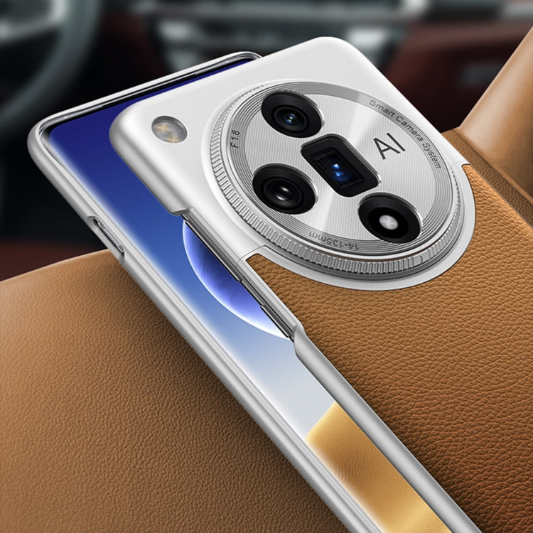 For OPPO Find X7 GKK Mortise-Tenon Connection Contrast Color Leather Shockproof Phone Case(Brown)