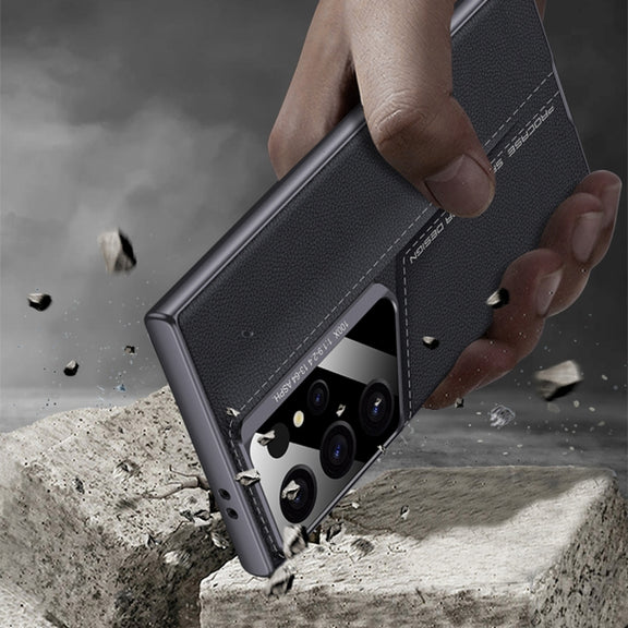 For Samsung Galaxy S23 Ultra 5G GKK Blade Ultra-thin Leather Full Coverage Phone Case(Grey)