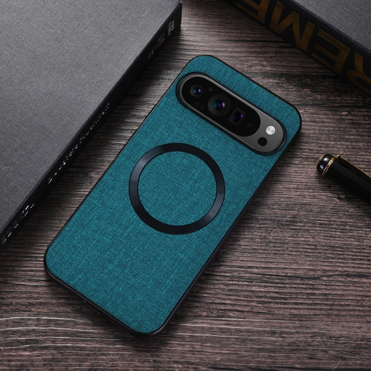 For Google Pixel 9 CD Magnetic Ring Cloth Texture PU Phone Case(Green)