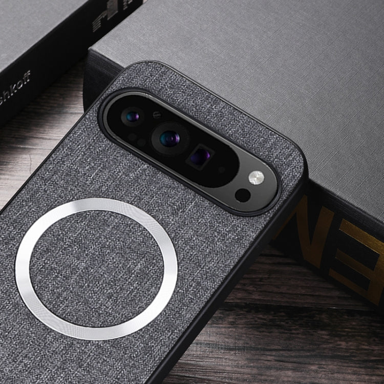 For Google Pixel 9 CD Magnetic Ring Cloth Texture PU Phone Case(Blue)