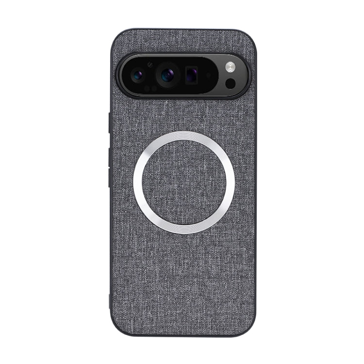For Google Pixel 9 CD Magnetic Ring Cloth Texture PU Phone Case(Grey)