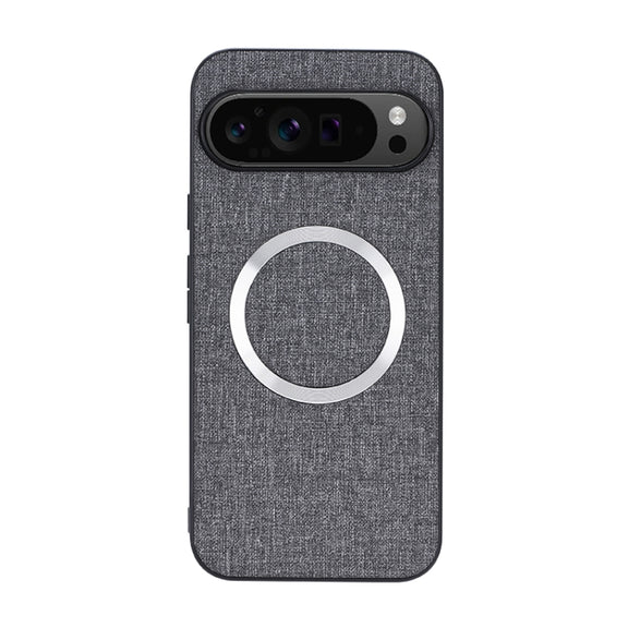 For Google Pixel 9 CD Magnetic Ring Cloth Texture PU Phone Case(Grey)