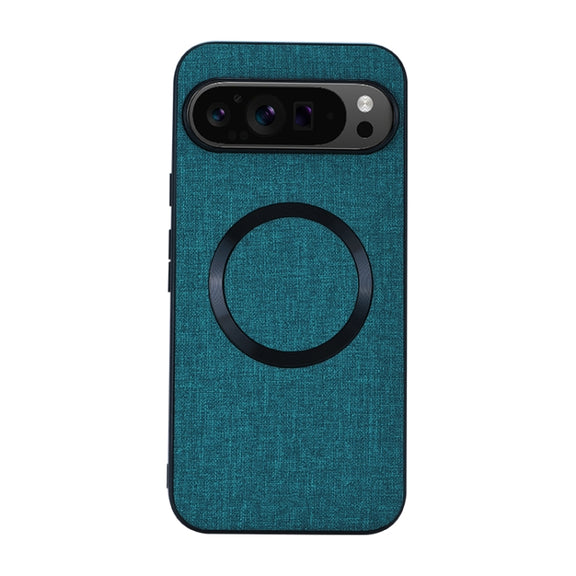 For Google Pixel 9 Pro CD Magnetic Ring Cloth Texture PU Phone Case(Green)