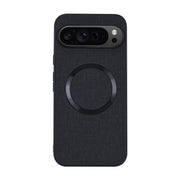 For Google Pixel 9 Pro CD Magnetic Ring Cloth Texture PU Phone Case(Black)