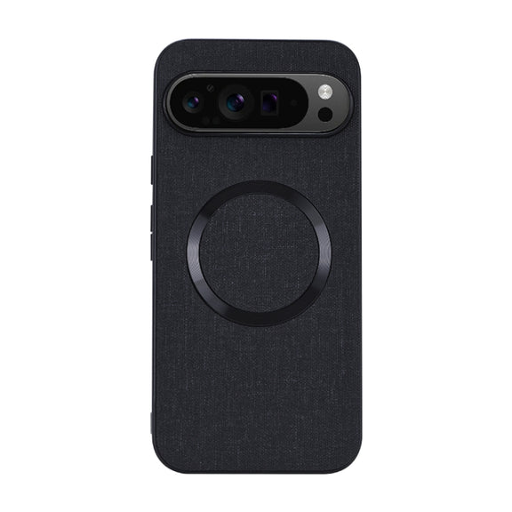 For Google Pixel 9 Pro CD Magnetic Ring Cloth Texture PU Phone Case(Black)