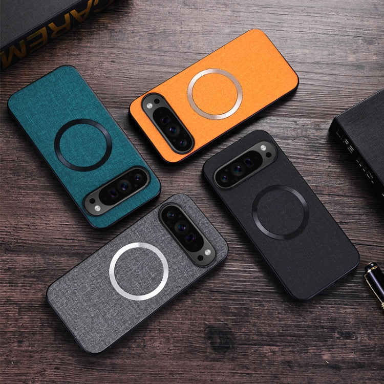 For Google Pixel 9 Pro CD Magnetic Ring Cloth Texture PU Phone Case(Blue)